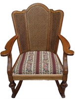 Victorian Wingback Cane Rocking Chair