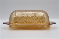 Jeanette Floragold Glass Butter Dish