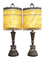 Pair of Beaded Lamp Shade Table Lamps