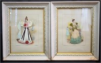 Pair of Fashion Plate Shadow Boxes