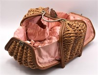 Antique Tufted Satin-lined Sewing Basket