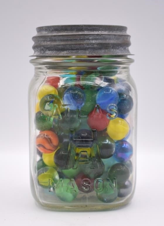 Vintage Canning Jar Full of Vintage Marbles