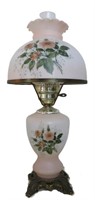 Vintage 3 Way Hurricane Rose Lamp