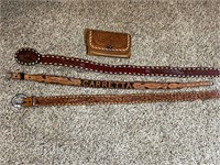Leather Belts (3) and Wallet (1)