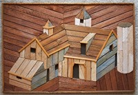 1971 Lath Art Barn Wood Mosaic by DeGroot