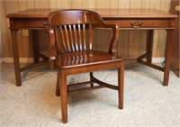 Antique Two-Drawer Writing Desk & Chair