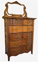 ca. 1880 Serpentine Chest of Drawers w/ Mirror