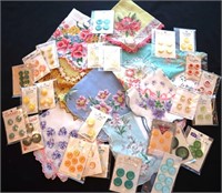 Vintage Handkerchiefs & Full Card Button Sets