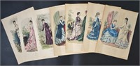 Group of Antique La Mode Illustree Fashion Plates