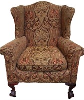 Chippendale Style Ball & Claw Foot Wingback Chair