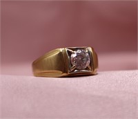 14K Gold CZ Stone Ring Sz 10