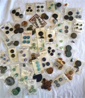 Collection of  Vintage Buttons - Blue,Green,Brown