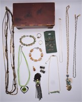 Antique Jewelry Music Box w/ Costume Jewelry