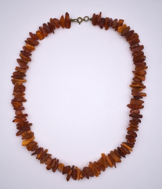 Antique Rough-cut Amber Bead Necklace