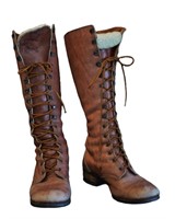ca. 1960's Lady's Tan Leather Lace-up Boots