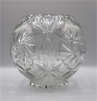 Cut & Etched Crystal Rose Bowl