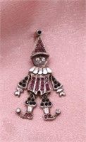 Sterling Clown / Jester Moveable Pendant