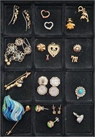 Costume Jewelry Lot Pendants Pins Earrings