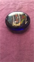 Beautiful glass paperweight 4 1/2” with fish