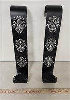 Pair of Black Metal Wall Candle Holders- 23" Tall