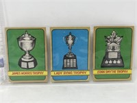 3 1972 NHL trophy hockey cards