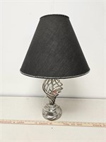Twisted Chrome Table Lamp w Black Shade