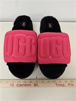 UGG Pink & Black Fur Lined Sandals/Slippers- Size