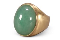 Large 18ct Gold and Jade Gents Rings,