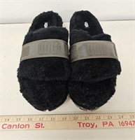 UGG Black Fur Lined Sandals/Slippers- Size 10-