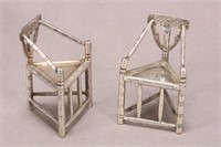 Pair of George VI Sterling Silver Miniature Chairs