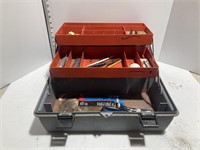 Grey tool box with contents