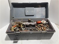 Grey tool box with plumbing fittings