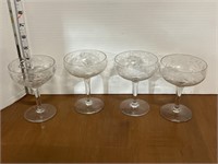 4 cornflower crystal glasses