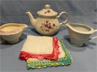 Lot of China and vintage handkerchiefs