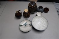 LOT OF 8 SIGNED BY ARTIST POTTERY PIECES VINTAGE