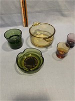 Lot of colored glass items