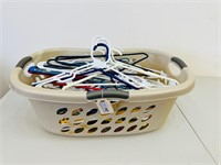 Laundry Basket & 50 Plastic Clothes Hangers