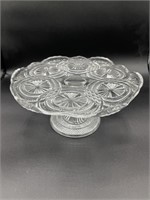 Etched Glass Cake Plate