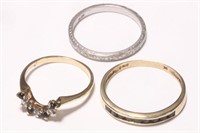 Platinum Band and Two Gold Rings,