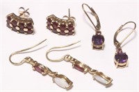 Three Pairs of 9ct Gold Earrings,