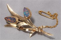 10ct Yellow Gold Opal Set Brooch,