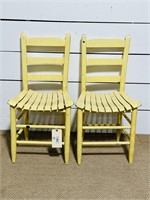 Pair of Painted Ladder Back Chairs