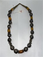 Africa Copal Ebony and Brass Bead necklace