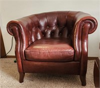 Italian Natuzzi "Queen" Red Leather Armchair