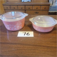 2 Pyrex Gooseberry Dishes with Lids