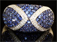 Brilliant 2.14 ct Pave' Sapphire & Diamond Ring