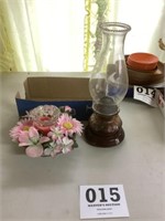 Oil lamp with candle lot