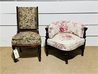 Antique Corner Chair & Upholstered Chair