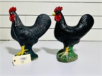 (2) Painted Concrete Chickens