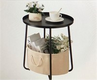 Black  Table with Fabric Basket.